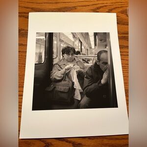 Woman Knitting In Paris signed Black and White Print